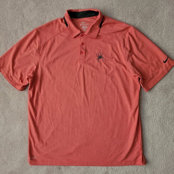 Nike Dri Fit Polo Shirt Men XL Heather Red Spider Logo - Picture 1 of 7